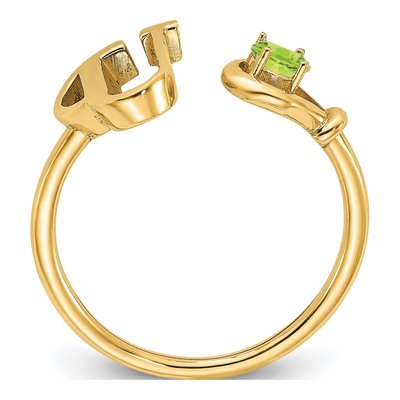 10K Yellow Gold Birthstone Letter U Ring – view 2