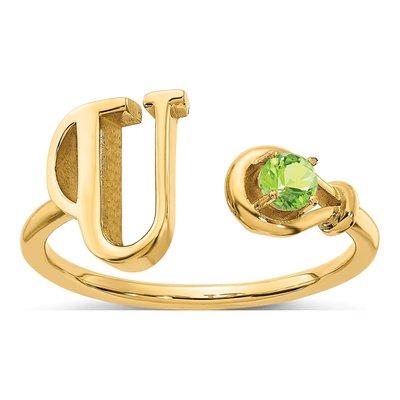 10K Yellow Gold Birthstone Letter U Ring