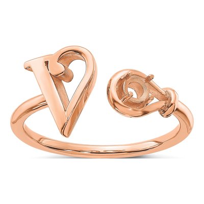10K Rose Gold Letter V Ring – view 3