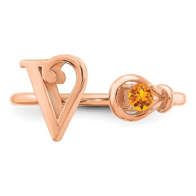 10K Rose Gold Letter V Ring – view 5