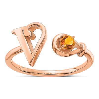 10K Rose Gold Letter V Ring