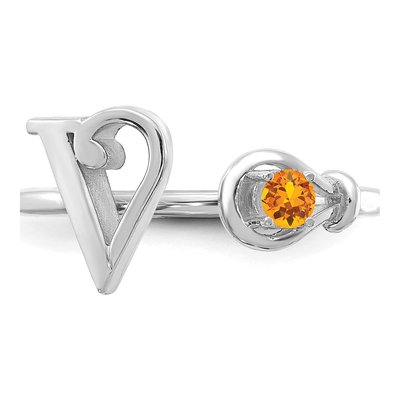 10K White Gold Letter V Ring – view 5