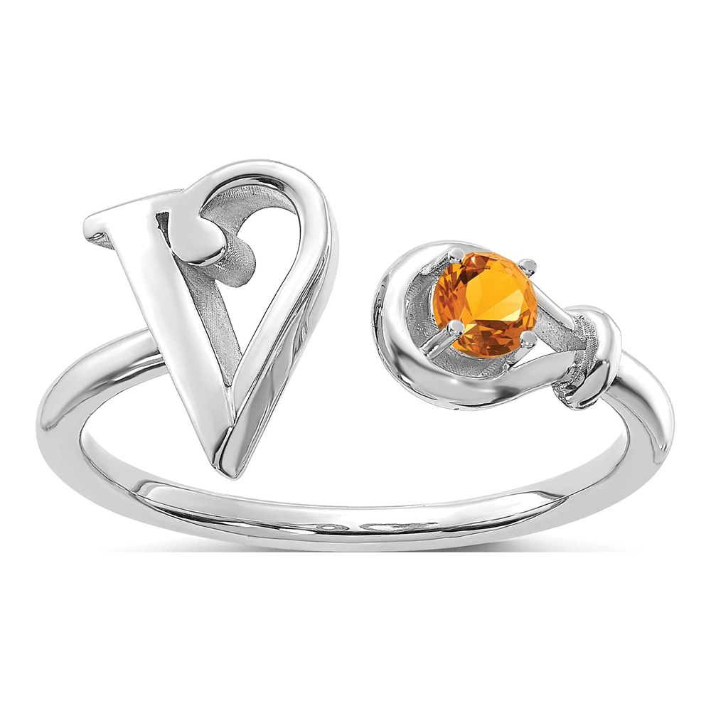 10K White Gold Letter V Ring