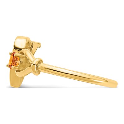 10K Yellow Gold Birthstone Letter V Ring – view 4