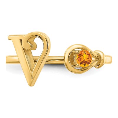 10K Yellow Gold Birthstone Letter V Ring – view 5