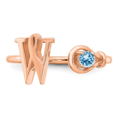 10K Rose Gold Letter W Ring – view 5