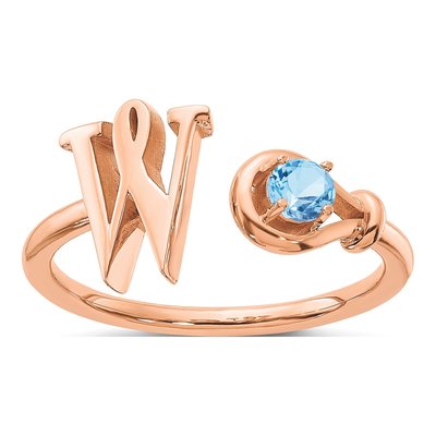 10K Rose Gold Letter W Ring