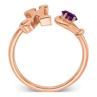 10K Rose Gold Letter X Ring – view 2