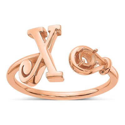 10K Rose Gold Letter X Ring – view 3