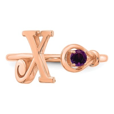 10K Rose Gold Letter X Ring – view 5