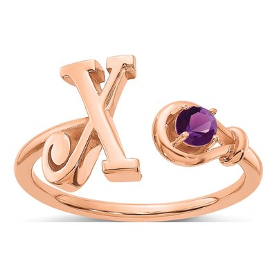 10K Rose Gold Letter X Ring