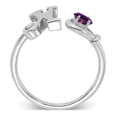 10K White Gold Letter X Ring – view 2