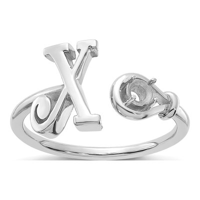 10K White Gold Letter X Ring – view 3