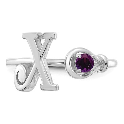10K White Gold Letter X Ring – view 5
