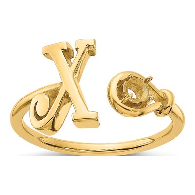 10K Yellow Gold Birthstone Letter X Ring – view 3