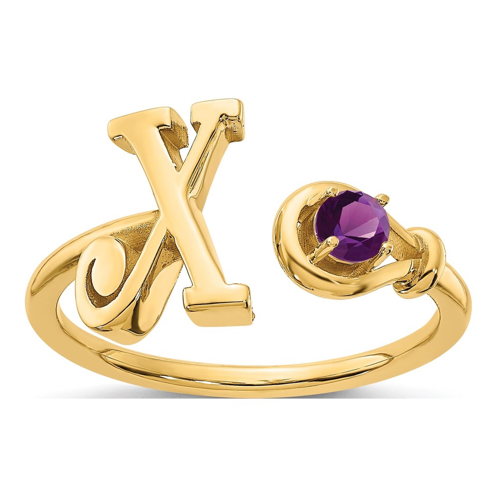10K Yellow Gold Birthstone Letter X Ring