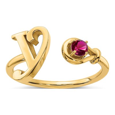 10K Yellow Gold Birthstone Letter Y Ring