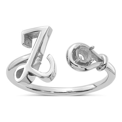 10K White Gold Letter Z Ring – view 3