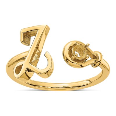 10K Yellow Gold Birthstone Letter Z Ring – view 3