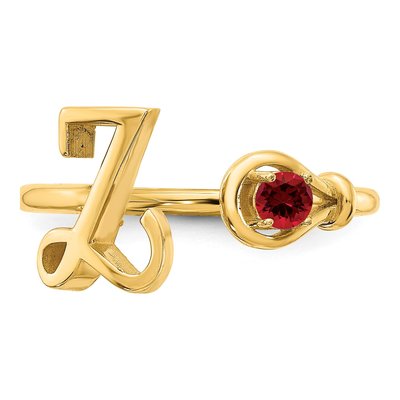 10K Yellow Gold Birthstone Letter Z Ring – view 5