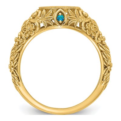 10K Yellow Gold Filigree Monogram Birthstone Ring – view 2
