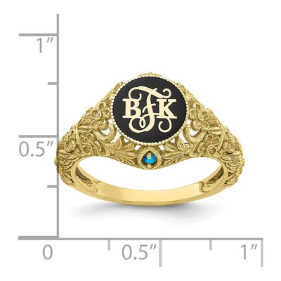 10K Yellow Gold Filigree Monogram Birthstone Ring – view 3