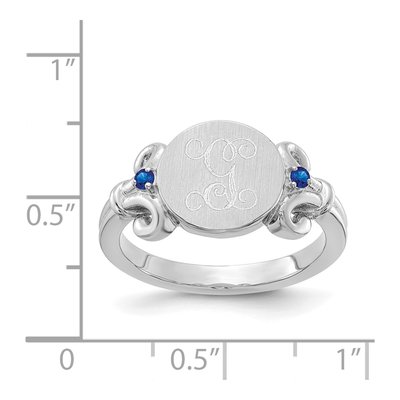 10K White Gold Crystal Initial Birthstone Ring – view 2