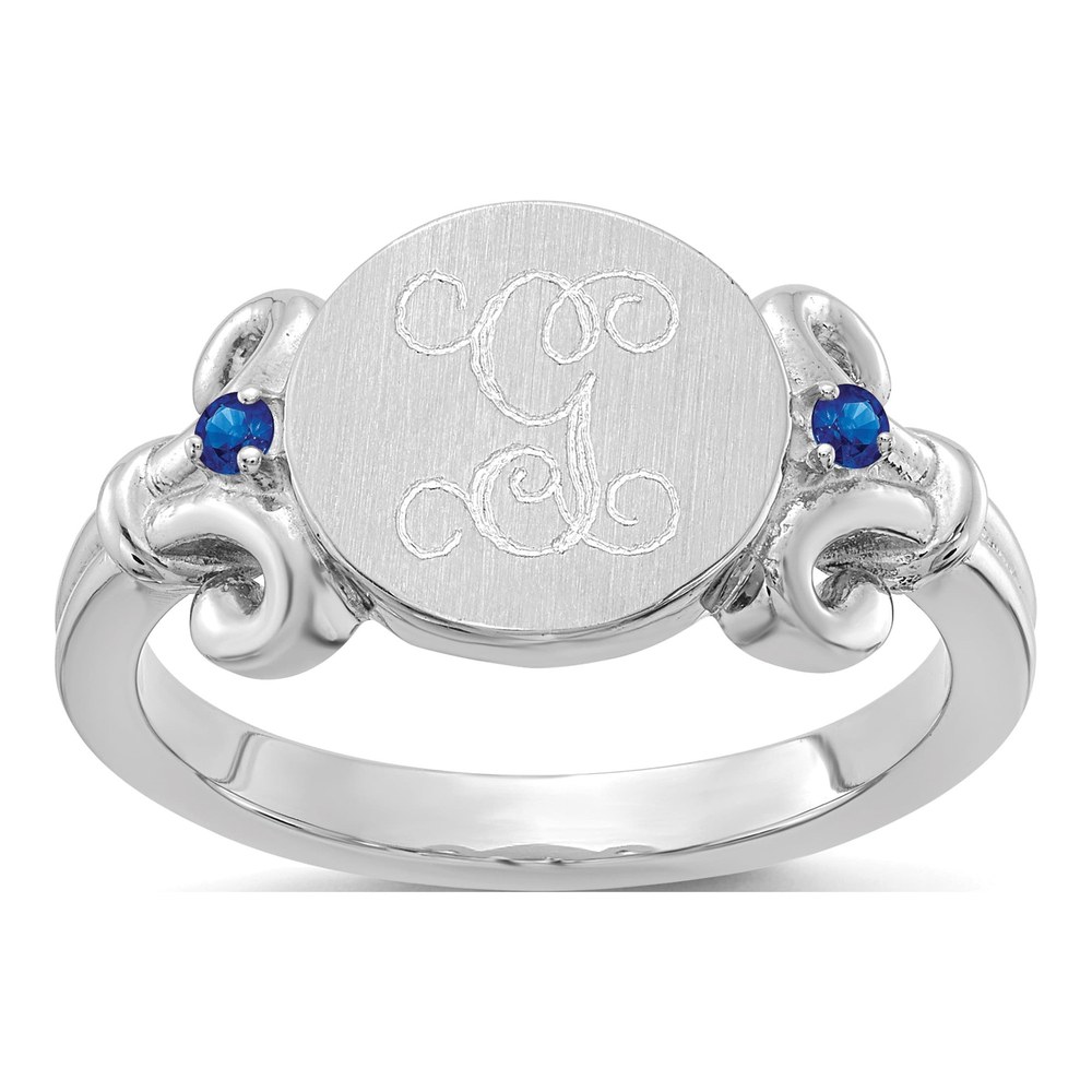 10K White Gold Crystal Initial Birthstone Ring