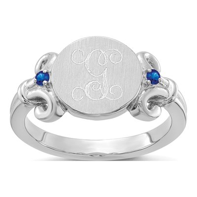 10K White Gold Crystal Initial Birthstone Ring