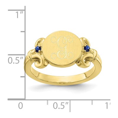 10K Yellow Gold Crystal Personalized Initial Birthstone Ring – view 3