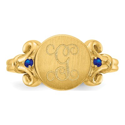 10K Yellow Gold Crystal Personalized Initial Birthstone Ring – view 5