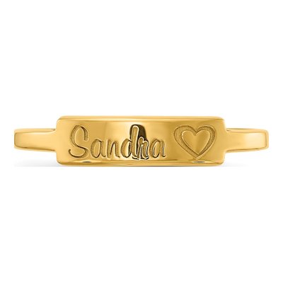 10K Yellow Gold Personalized Heart Name Bar Ring – view 4