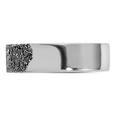 10K White Gold Enameled Fingerprint Ring – view 3
