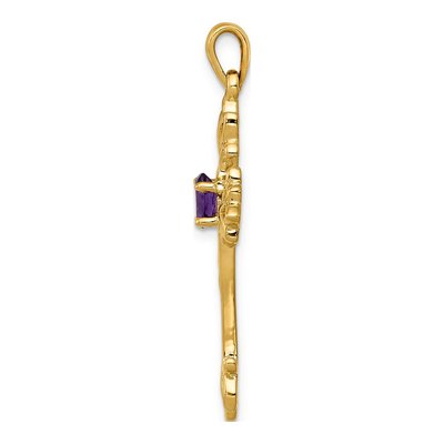 10K Yellow Gold Amethyst Fancy Cross Pendant – view 3