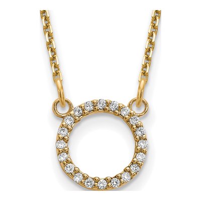 10K Yellow Gold 1/15 ct tw Diamond Open Circle Necklace