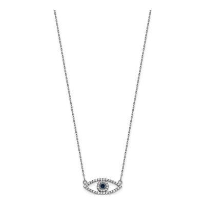 10K White Gold 1/6 ct tw Sapphire & Diamond Small Evil Eye Necklace – view 3
