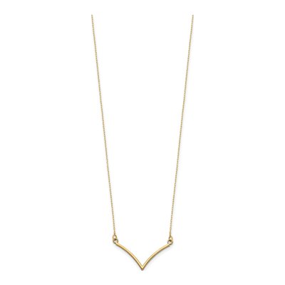 10K Yellow Gold V-Shape Diamond-Cut Necklace – view 2