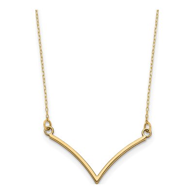 10K Yellow Gold V-Shape Diamond-Cut Necklace