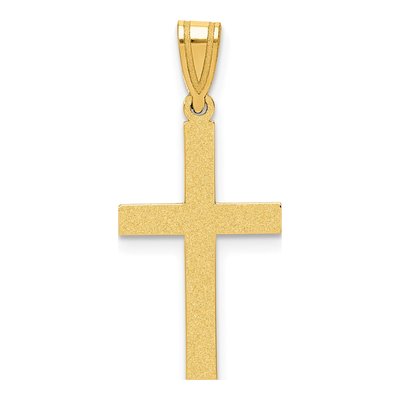 10K Yellow Gold Sandblasted Latin Cross Pendant
