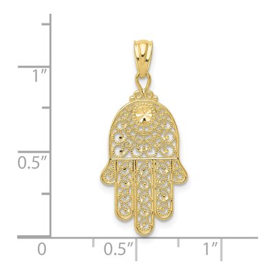 10K Yellow Gold Filigree Hamsa Pendant – view 4