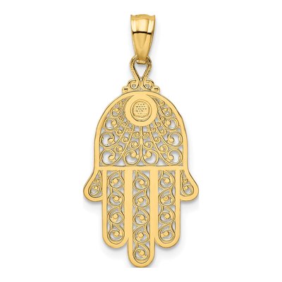 10K Yellow Gold Filigree Hamsa Pendant – view 5