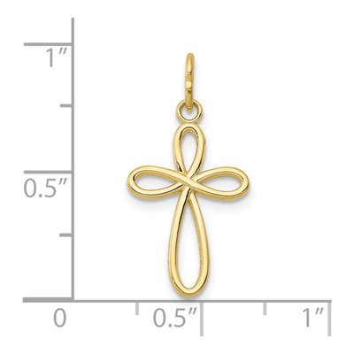 10K Yellow Gold Small Ribbon Cross Pendant – view 4