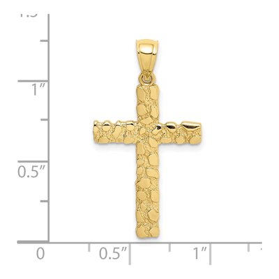 10K Yellow Gold Nugget Cross Pendant – view 4