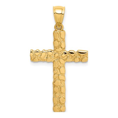 10K Yellow Gold Nugget Cross Pendant