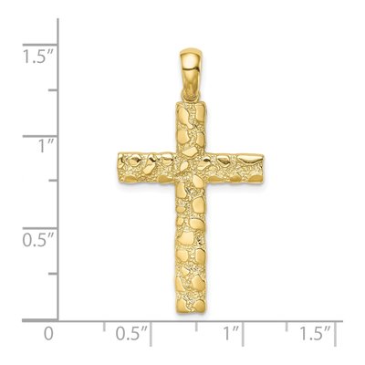 10K Yellow Gold Nugget Cross Pendant – view 4