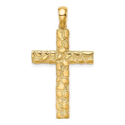 10K Yellow Gold Nugget Cross Pendant