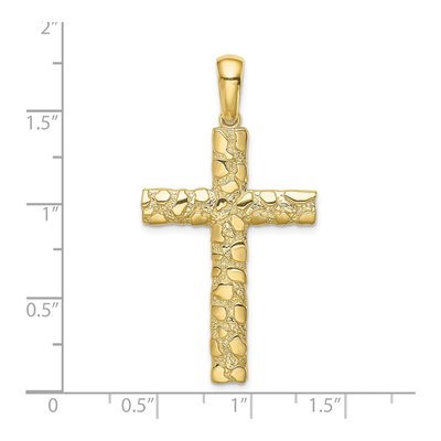 10K Yellow Gold Large Nugget Cross Pendant – view 4