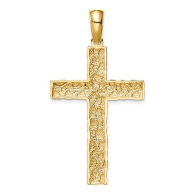 10K Yellow Gold Large Nugget Cross Pendant – view 5
