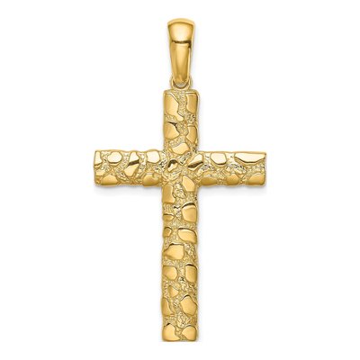 10K Yellow Gold Large Nugget Cross Pendant