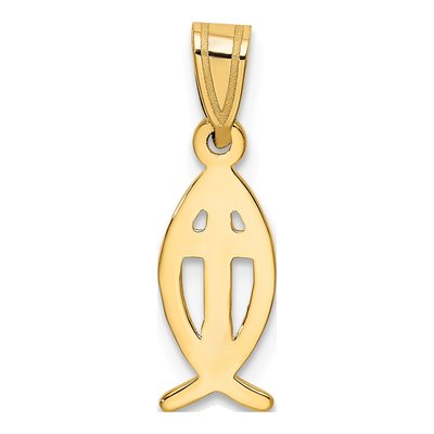 10K Yellow Gold Ichthus Fish Cross Charm – view 5